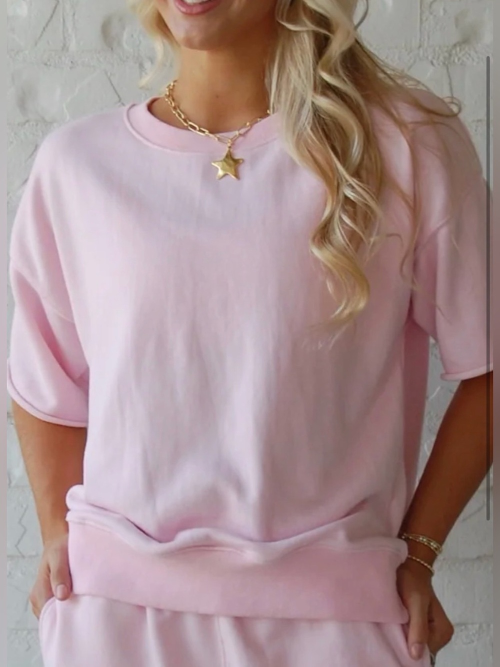 SKIPP Brand Pink Short Sleeve Sweatshirt Top